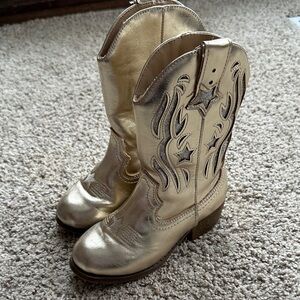 Pop Girls Shiny Gold Cowboy Boots with Star Details size toddler 11